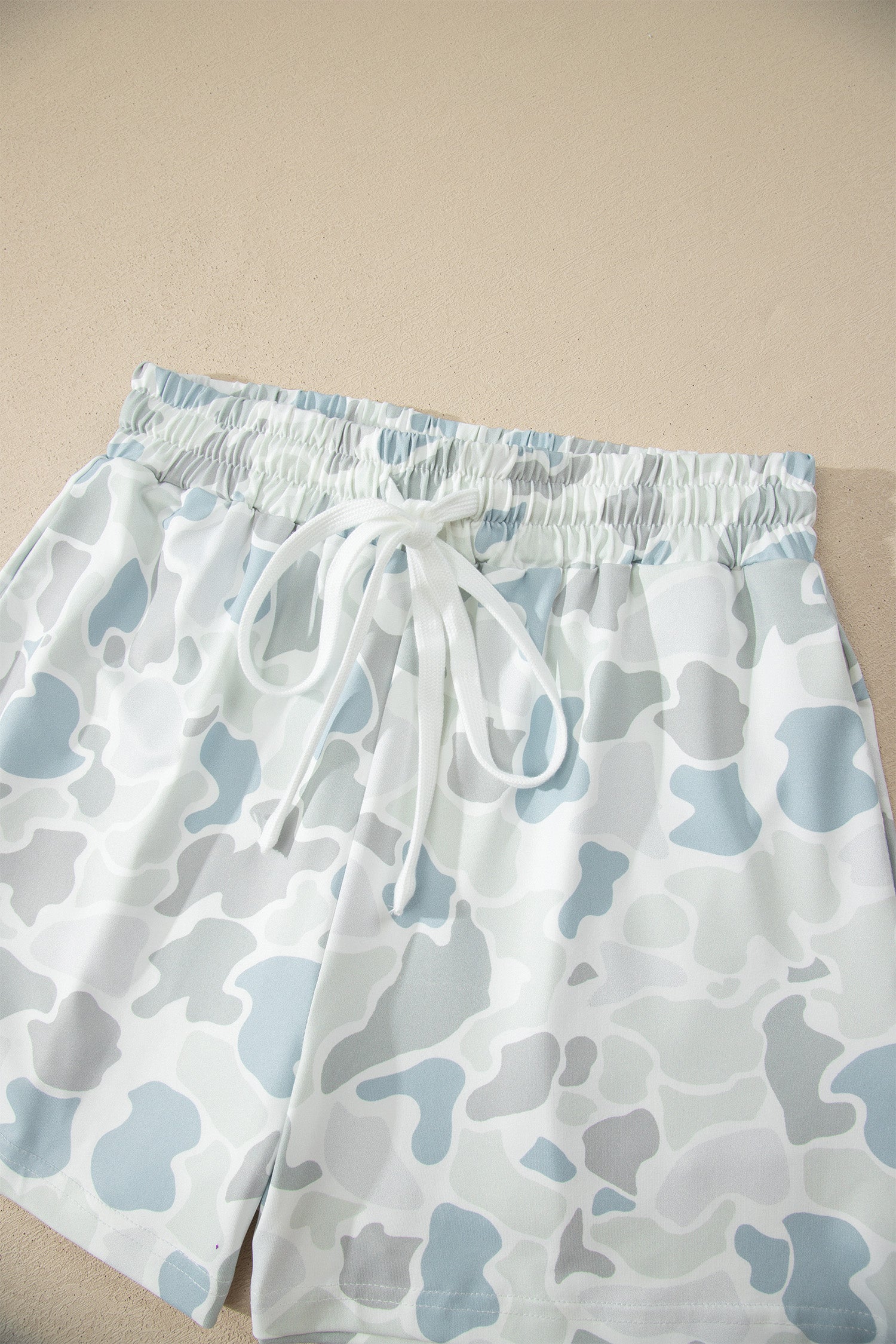 Camouflage Print Casual Tee Drawstring Short Set – Multicolour