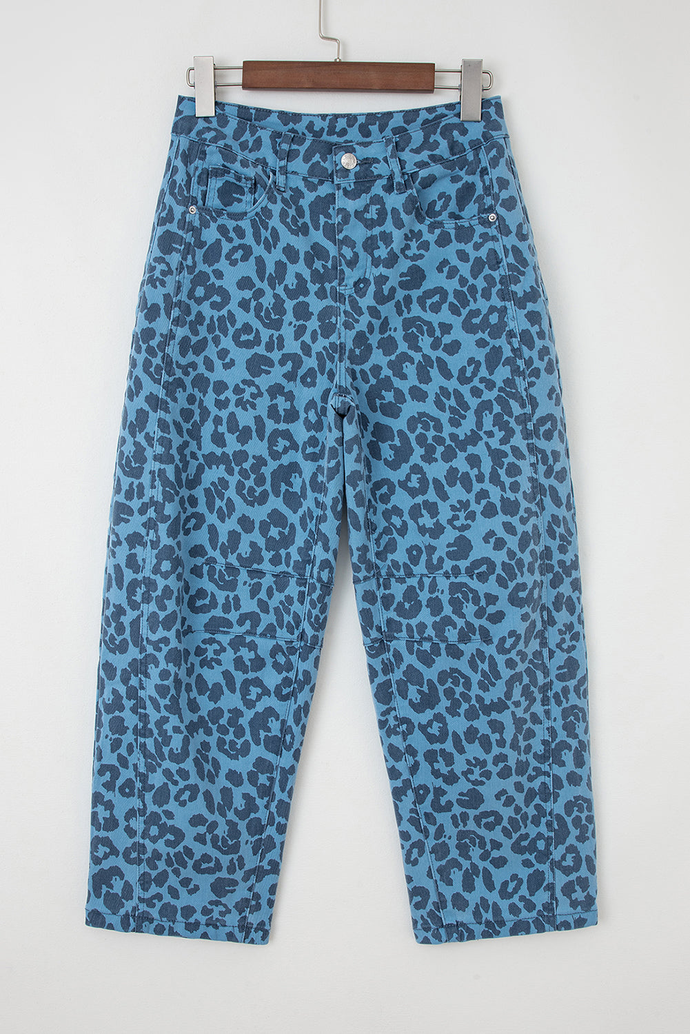 Leopard Print Straight Loose Jeans - Bottoms/Jeans
