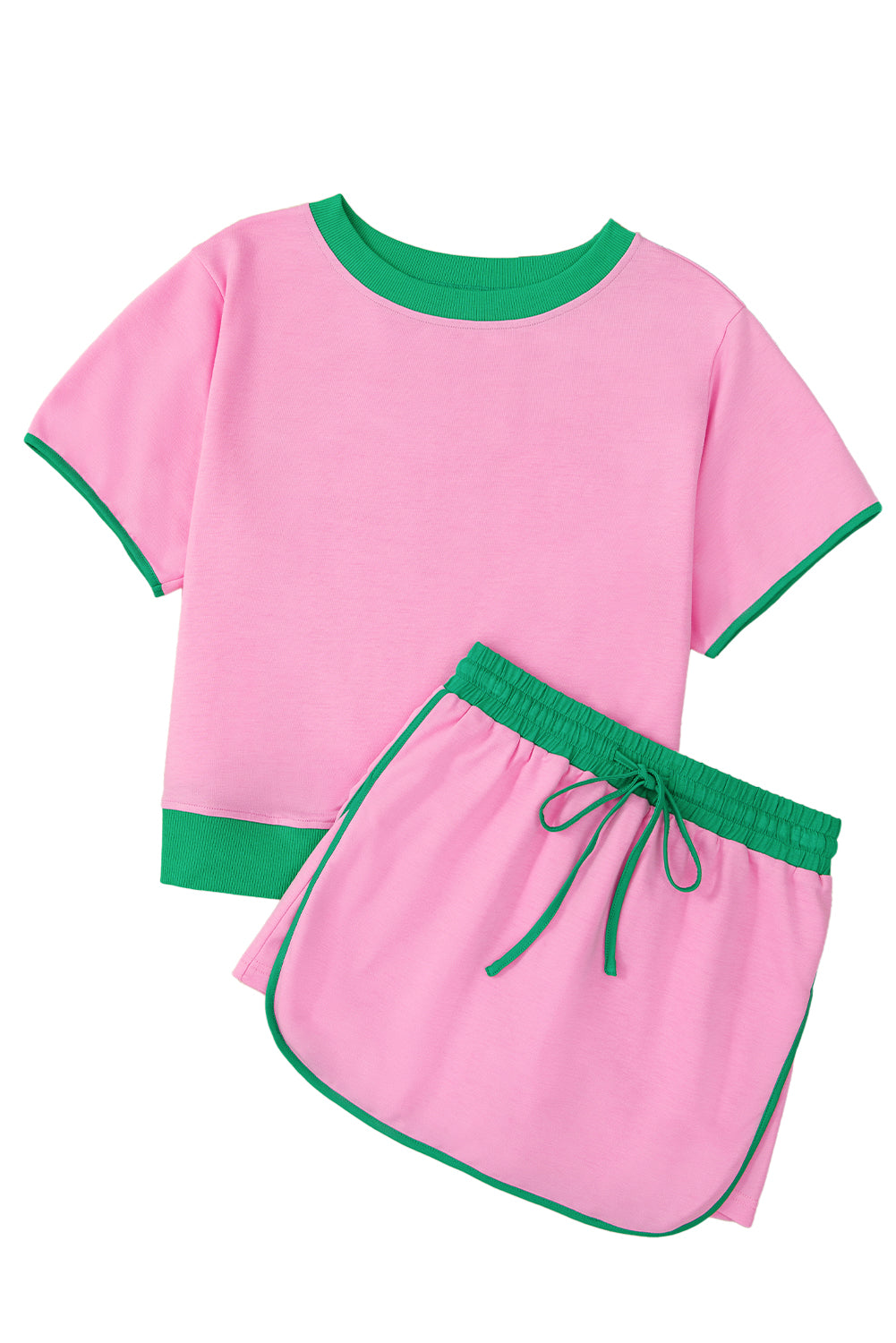 Colourblock Edge Drop Shoulder T Shirt and Skort 2Pcs Set Co-ord eAura