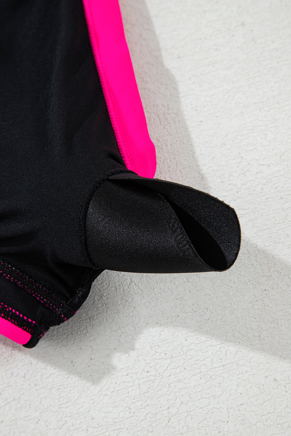 Black Colour Block Drawstring Side V Neck High Waist Bikini Set eAura