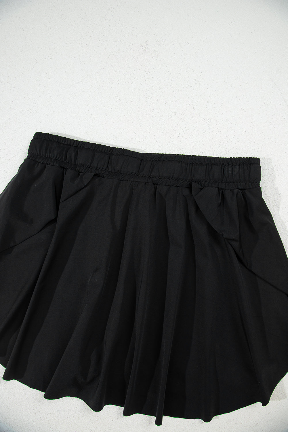 Black Drawstring High Waist Lined Tennis Skorts eAura