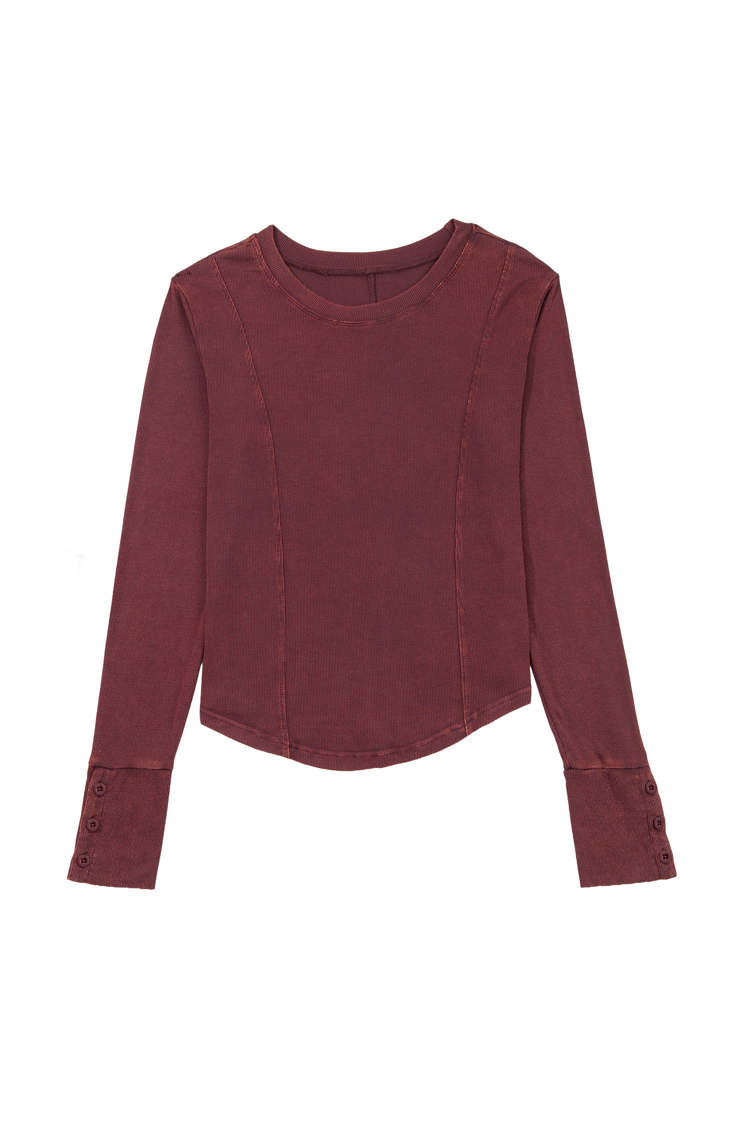 Exposed Seam Ribbed Long Sleeve Top
