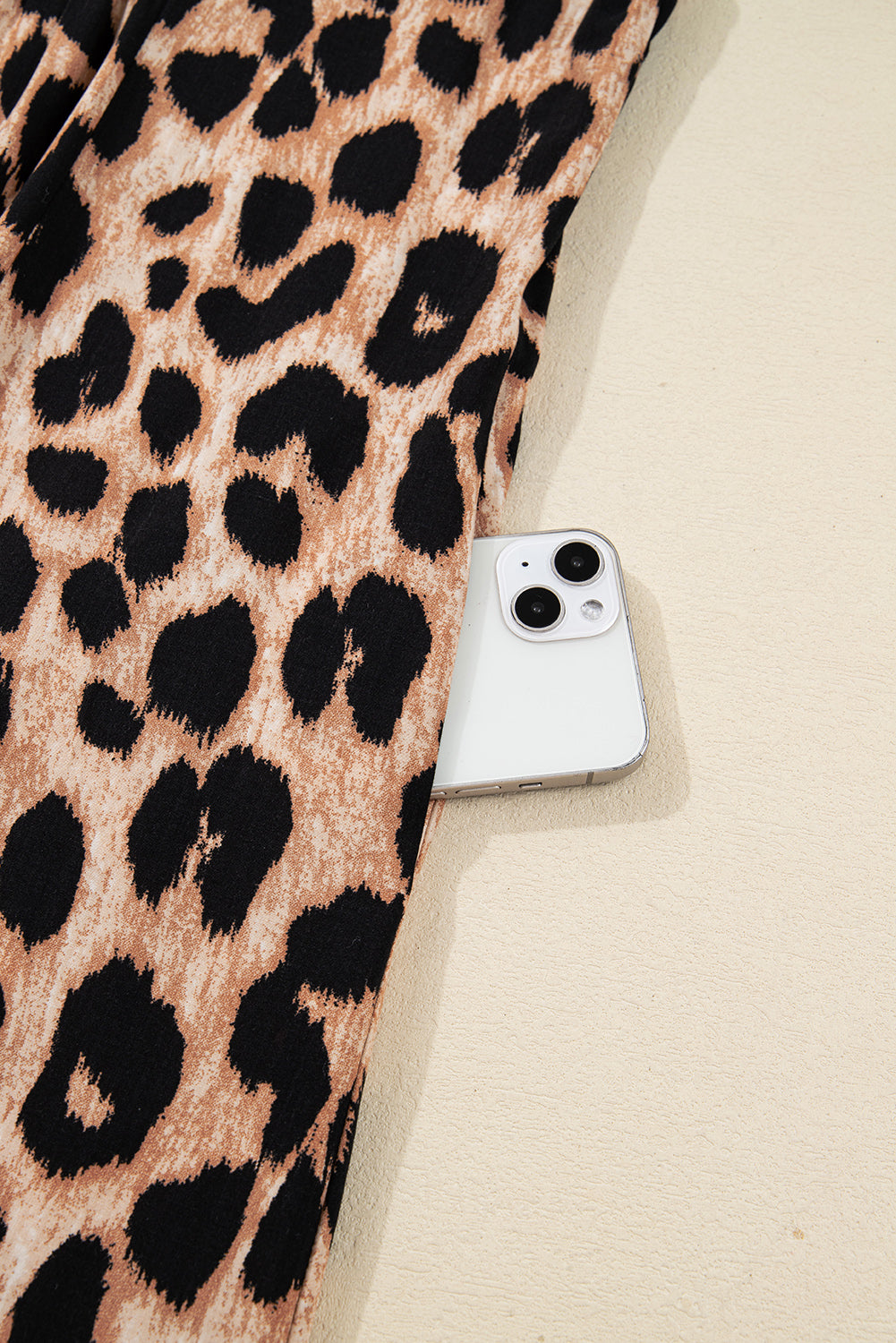 Leopard Print Smocked Detail Flowy Midi Dress - eAura