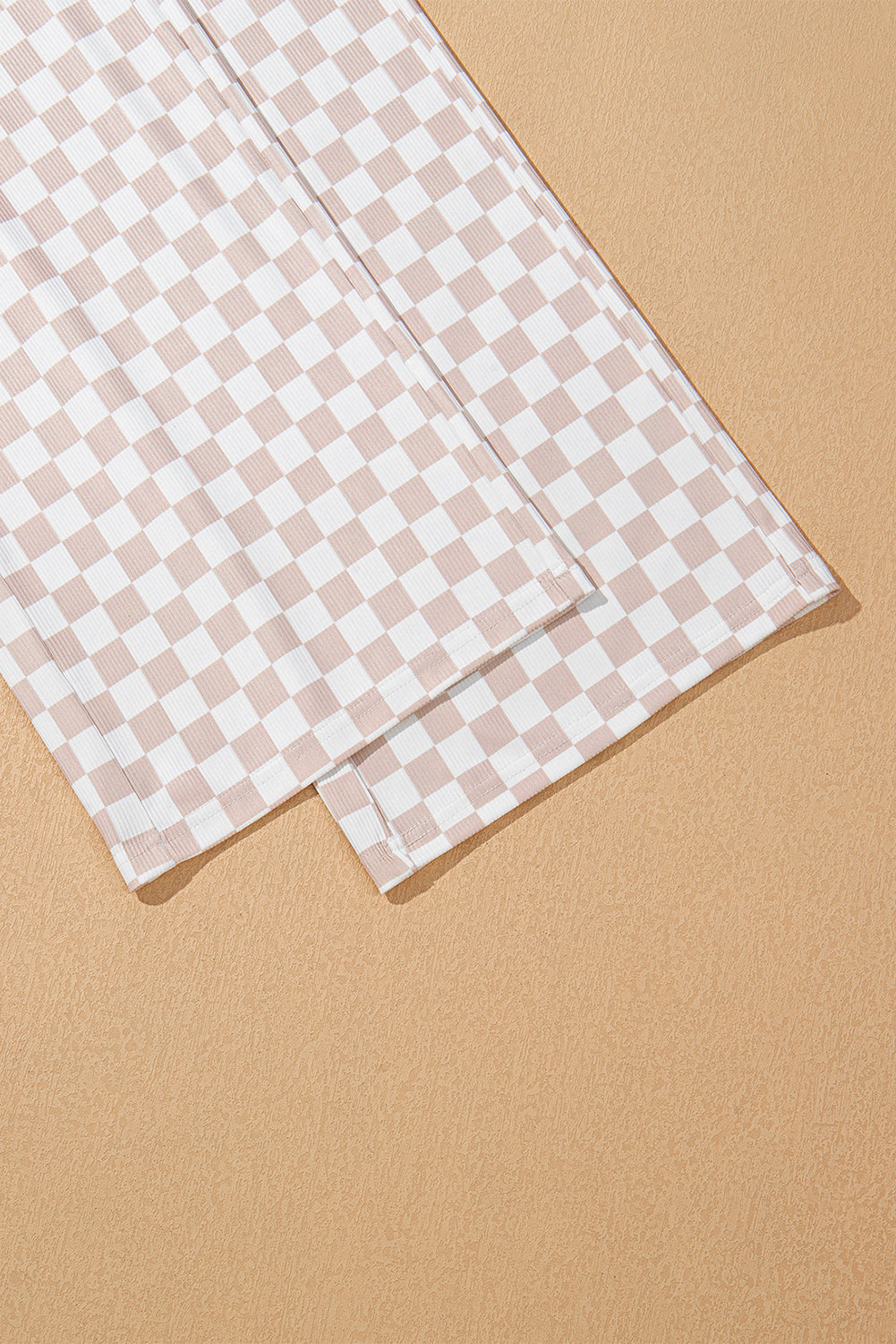 White Ribbed Texture Checkered Print 2pcs Tank and Trouser Co-ord Set eAura