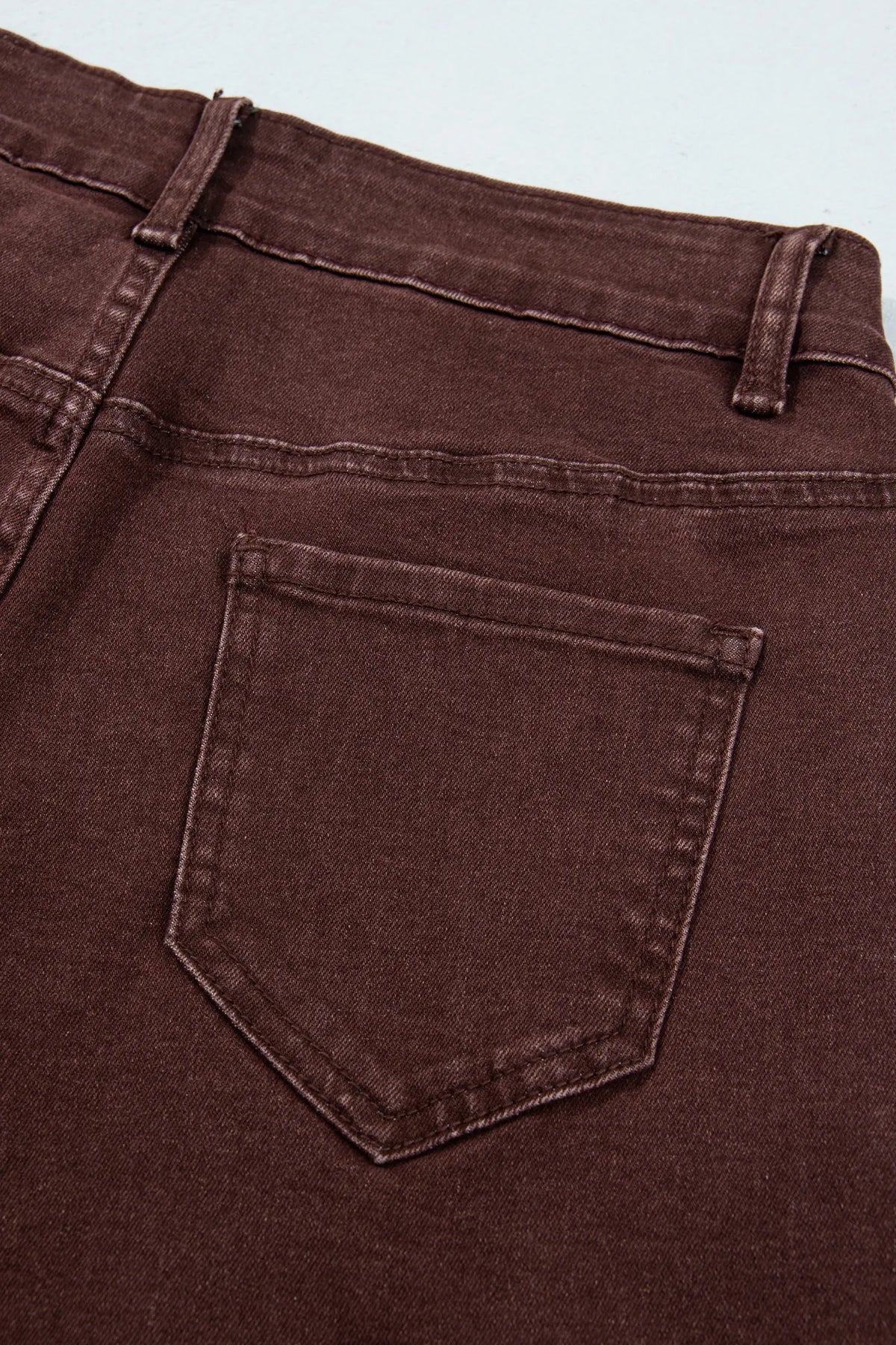 Side Seam Rivet Detail Ankle Length Casual Jeans – Coffee