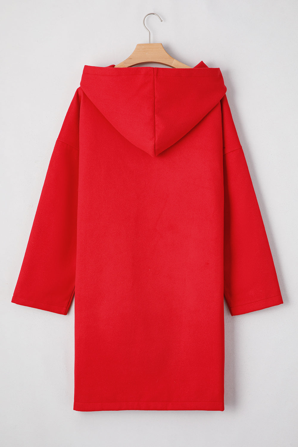 Fiery Red Solid Color Casual Zip up Hooded Coat BB Fashion Outlet