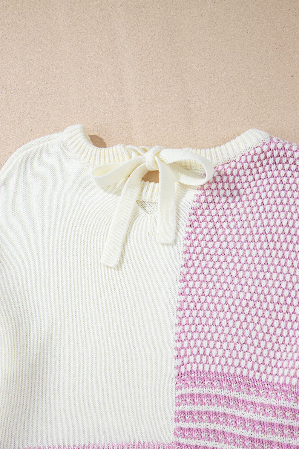 Bonbon Neutral Colourblock Tie Back Sweater eAura