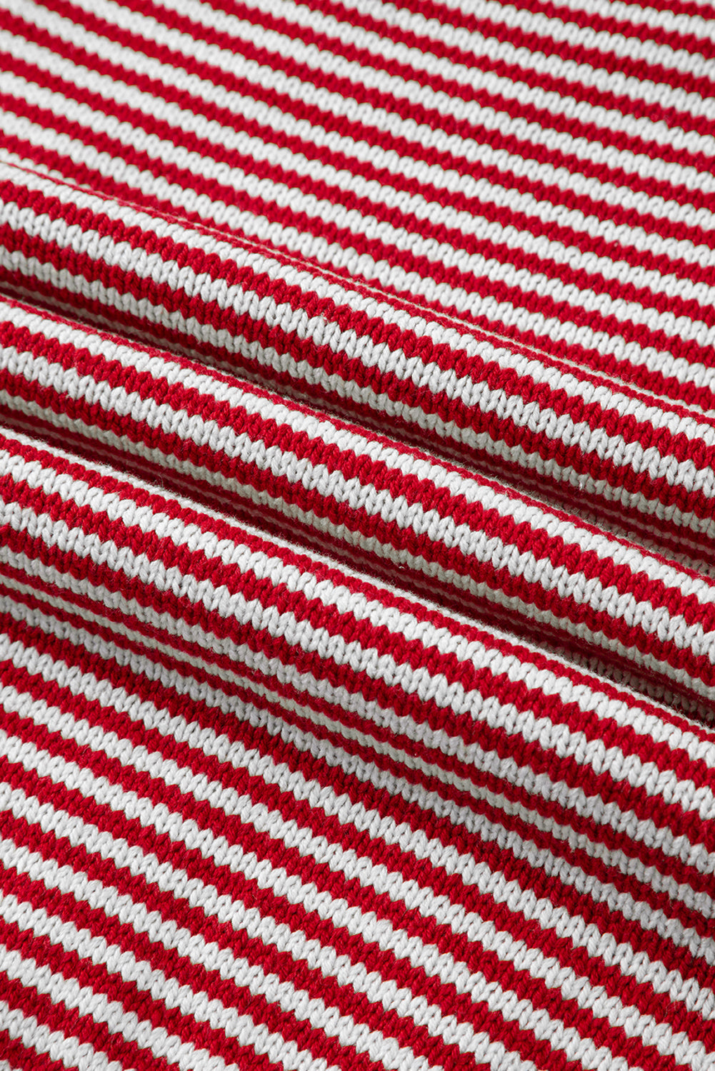 Red Stripe Geometric Textured Drop Shoulder Sweater eAura