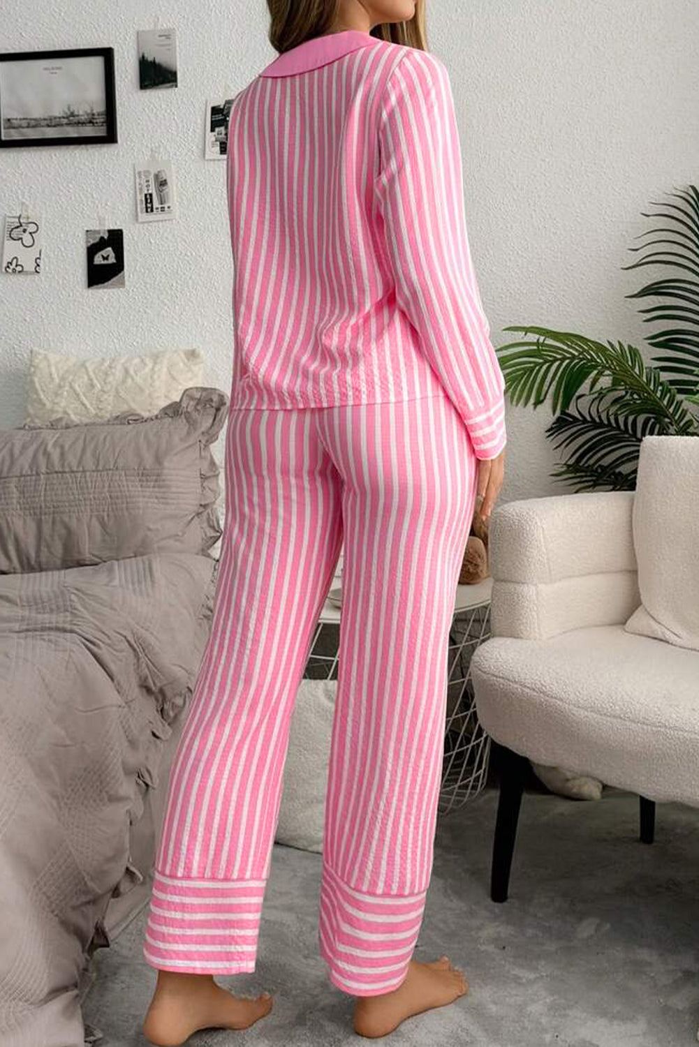 Pink Stripe Long Sleeve Top and Bottoms Pyjamas eAura