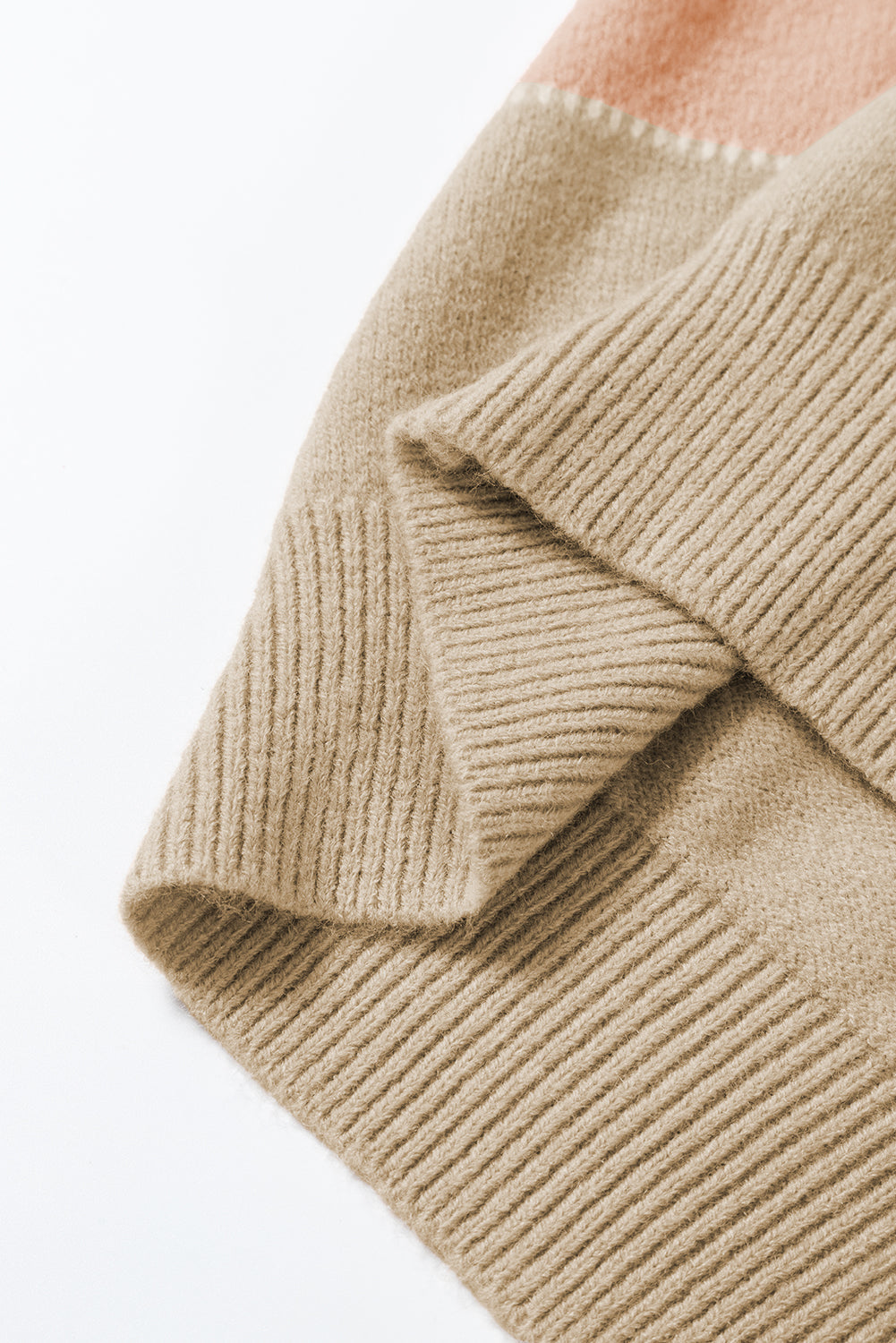 Dusty Pink Colour Block Lantern Sleeve Drop Shoulder Sweater eAura
