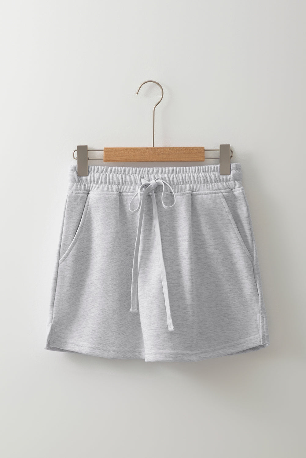 Light Grey French Terry Drawstring Mini Skort with Pockets eAura