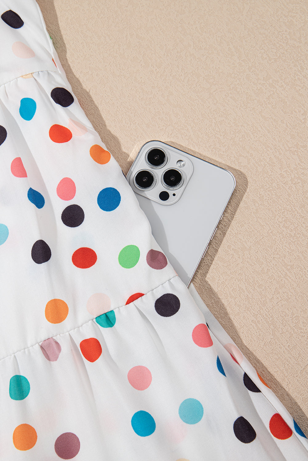White Polka Dot Print Bubble Sleeve Button Up Plus Size Shirt Dress BB Fashion Outlet