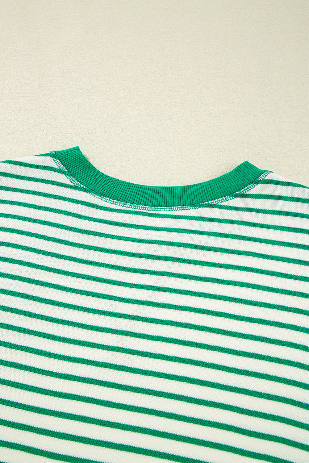 Green Striped Exposed Seam Pullover Top - eAura