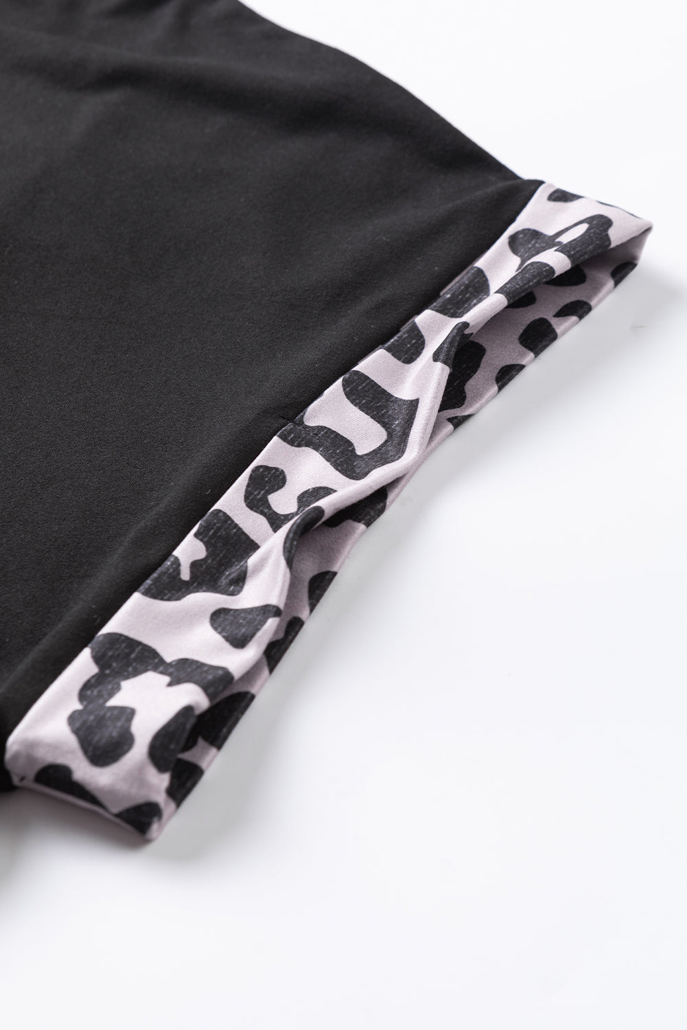Black Half Leopard Patchwork Plus Size T-shirt BB Fashion Outlet