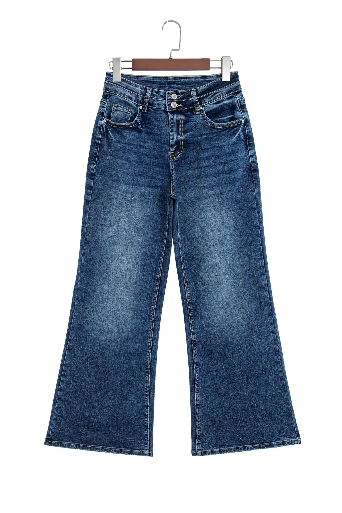 Acid Wash Pocket Detail Flare Jeans – Sail Blue