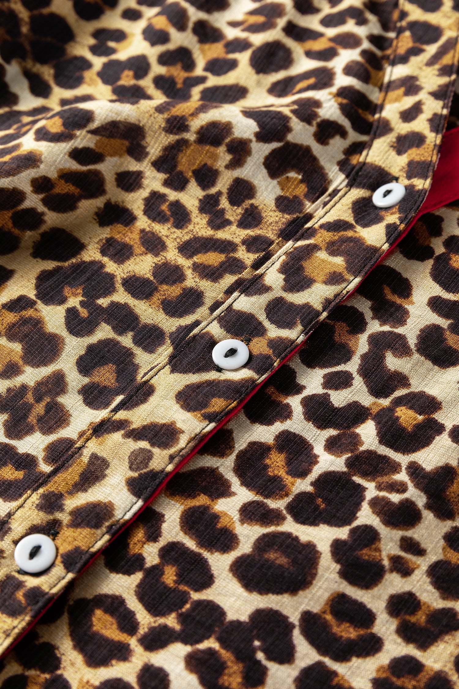 Leopard Allure Contrast Ruffle Trim V-Neck Shirt - eAura