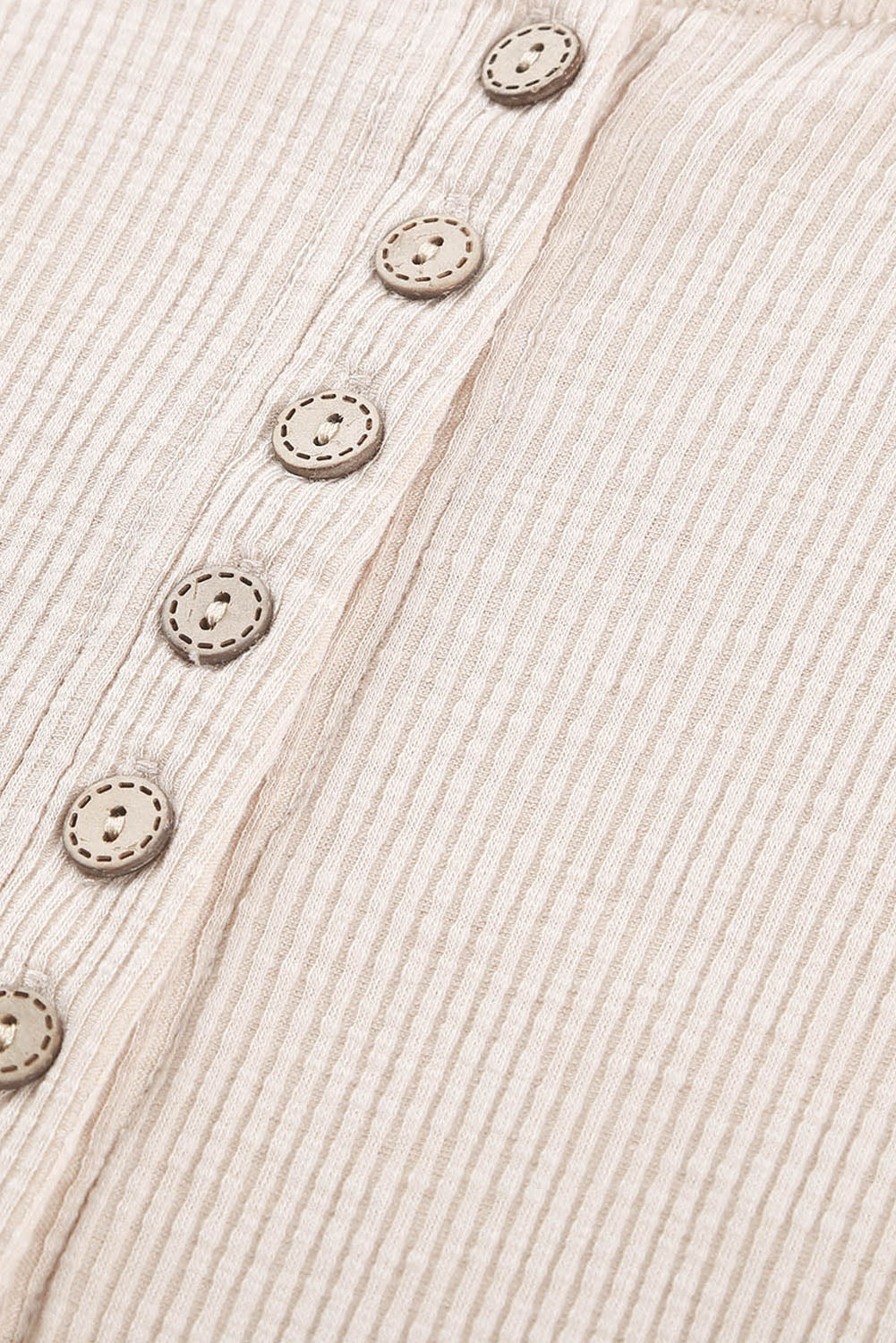 Beige Crochet Lace Hem Sleeve Button Top - eAura