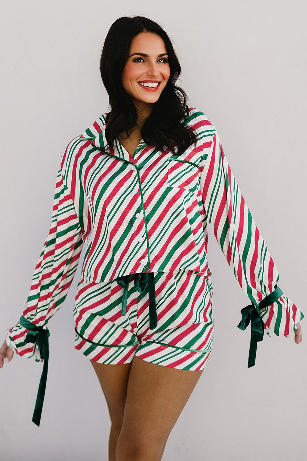 Green Stripe Christmas Pyjama Set - eAura