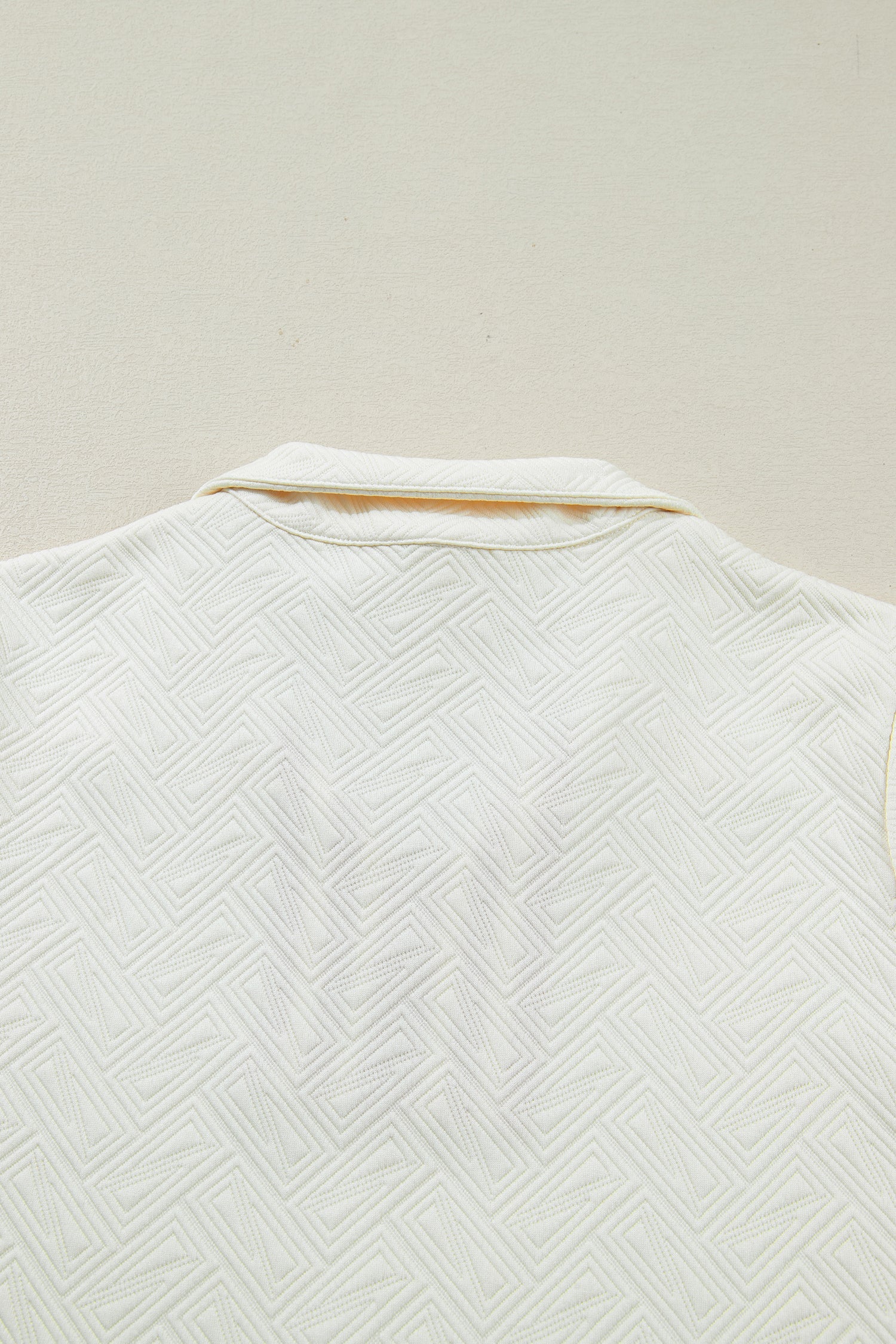 Textured Contrast Striped Accent Zip Collar Pullover Top - eAura