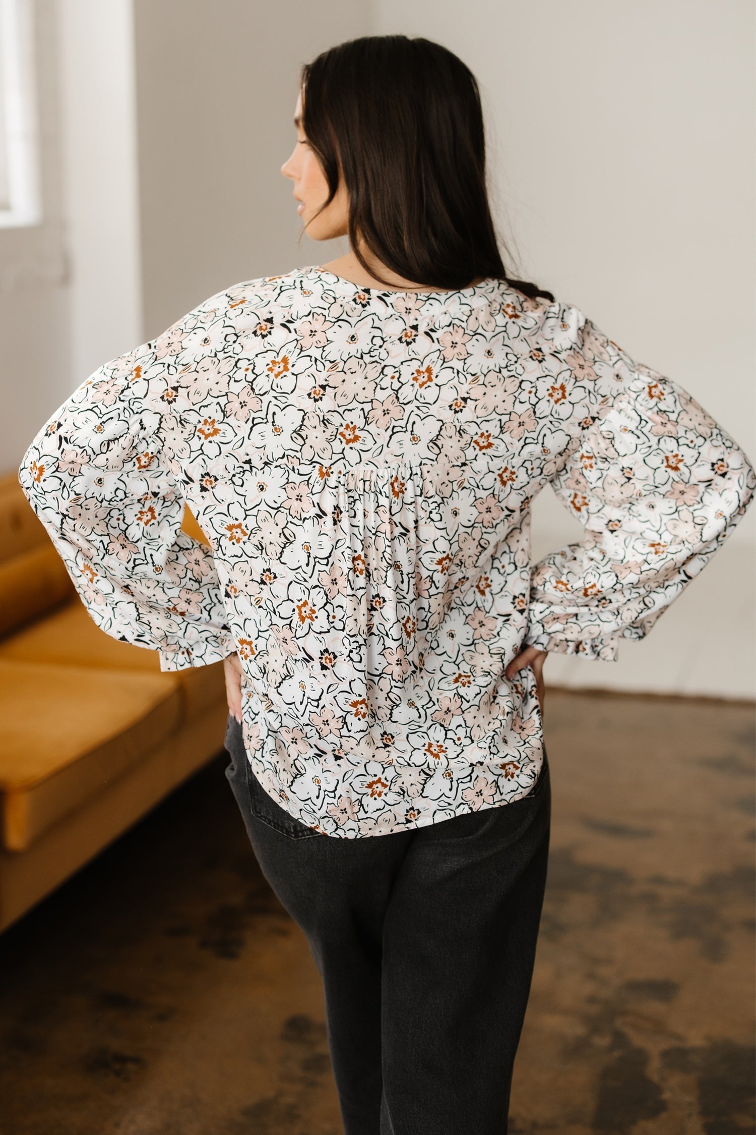 Bold Floral Print Frilled Puff Sleeve Button Down Shirt - Tops/Blouses & Shirts