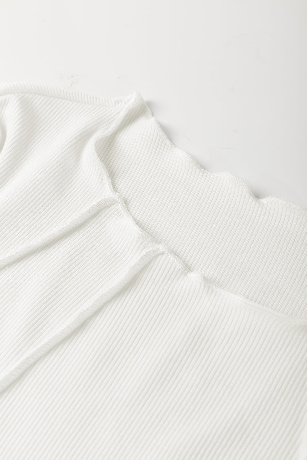 White Exposed Seam Slim Fit Long Sleeve Top - eAura