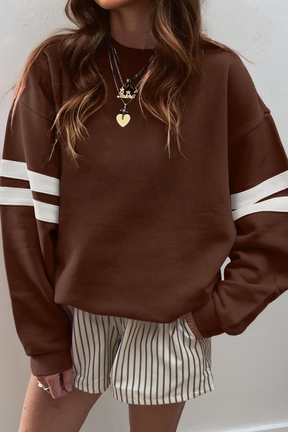 Striped Detail Drop Shoulder Oversized Sweatshirt