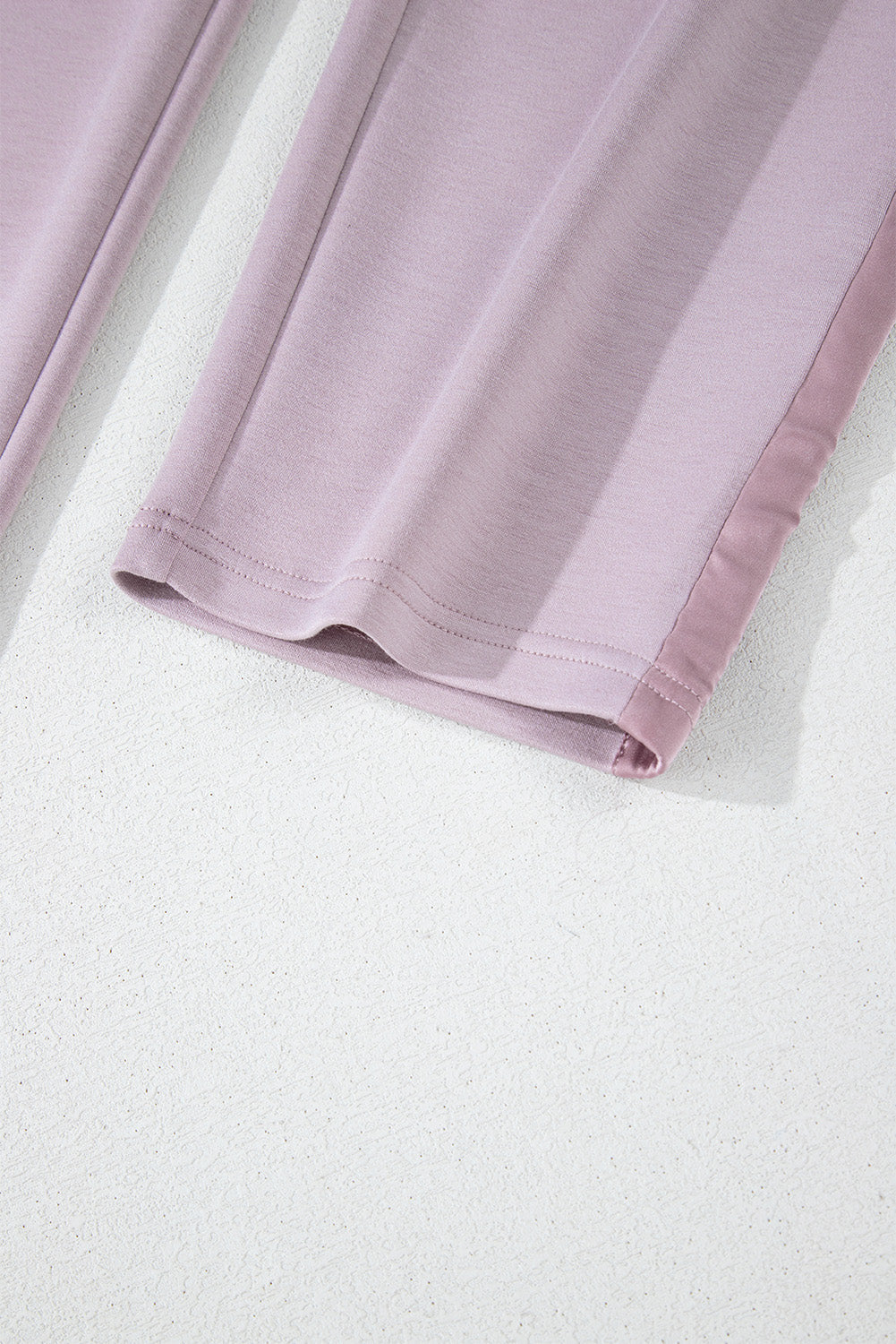 Orchid Petal Drawstring Waist Satin Stripe Patch Straight Leg High Waist Trousers eAura