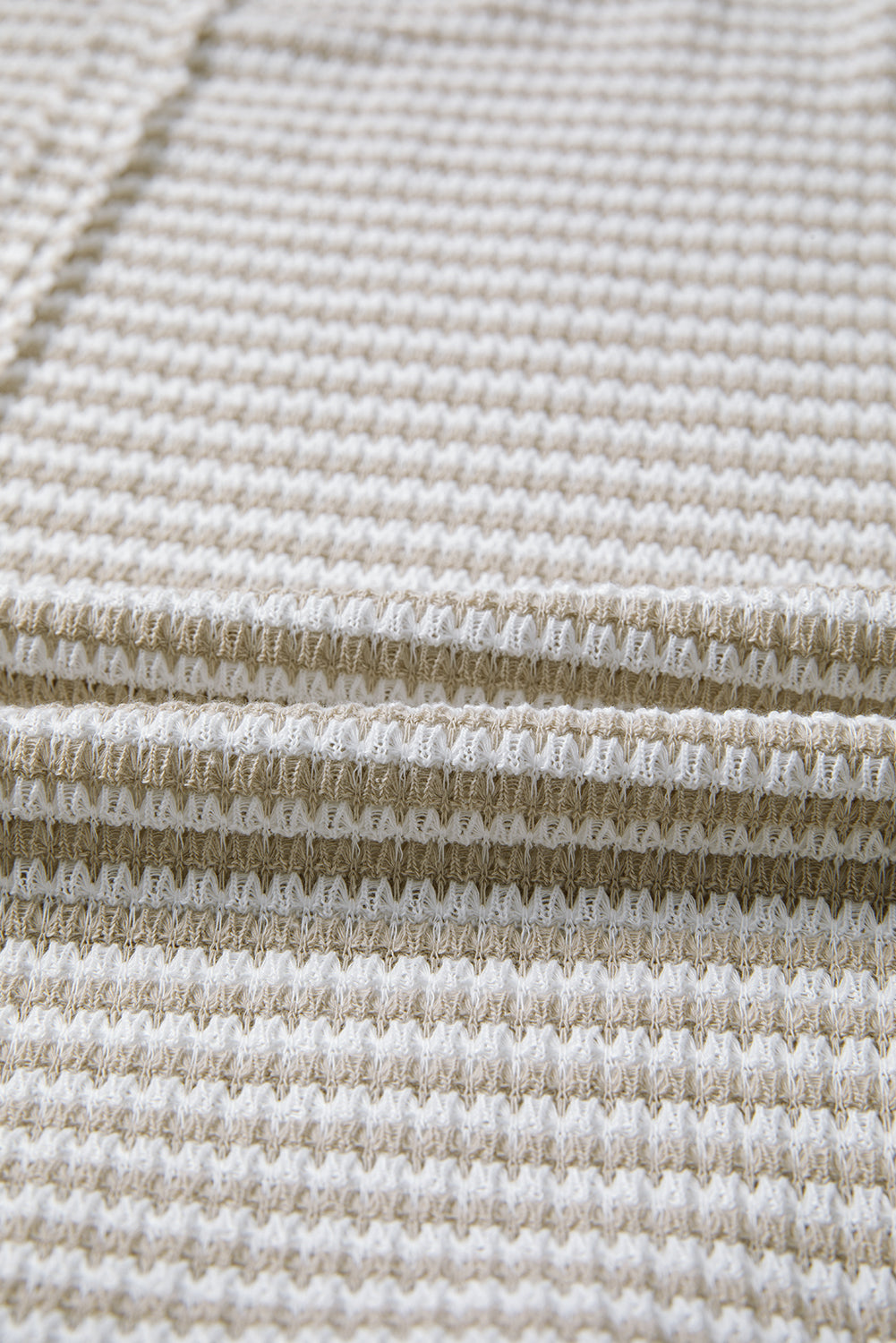 Stripe Ribbed Trim Drop Shoulder Long Sleeve Oversize Top - eAura