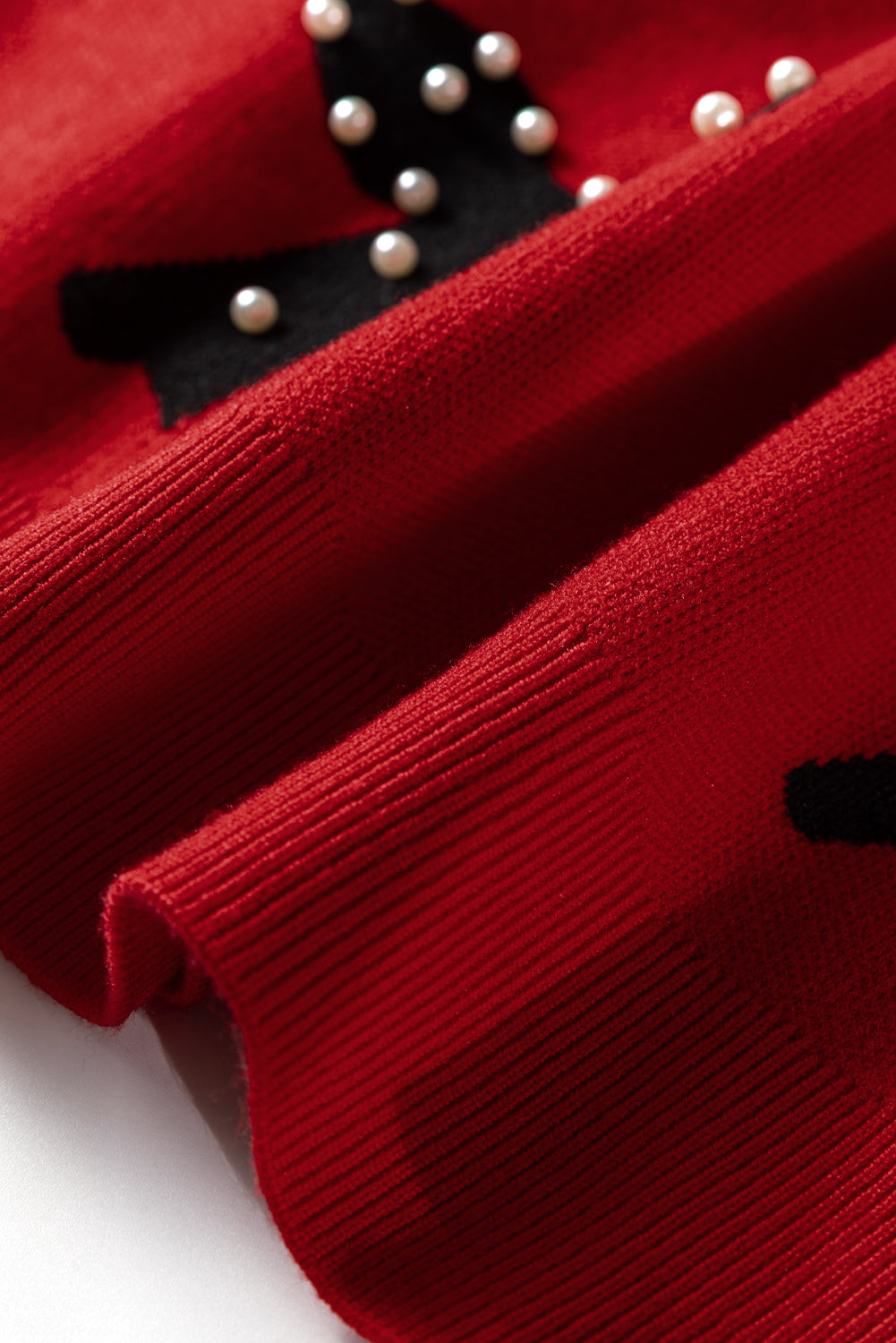 Pearl Embellished Bow Pattern Loose Sweater - eAura