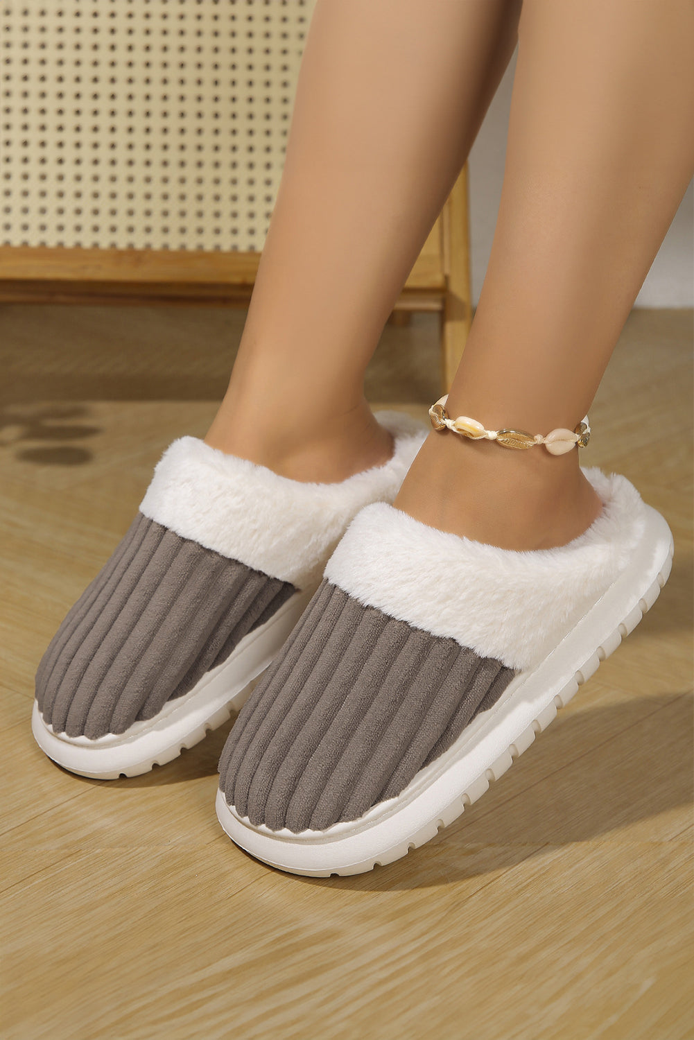 Rib Plush Winter Slippers - eAura