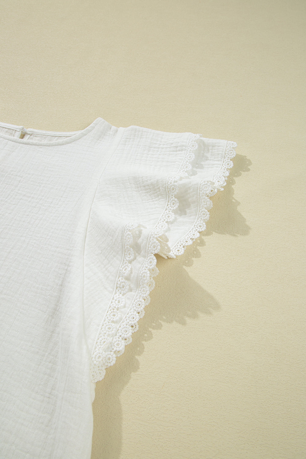 White Crinkled Layered Ruffled Flutter Sleeve Blouse eAura
