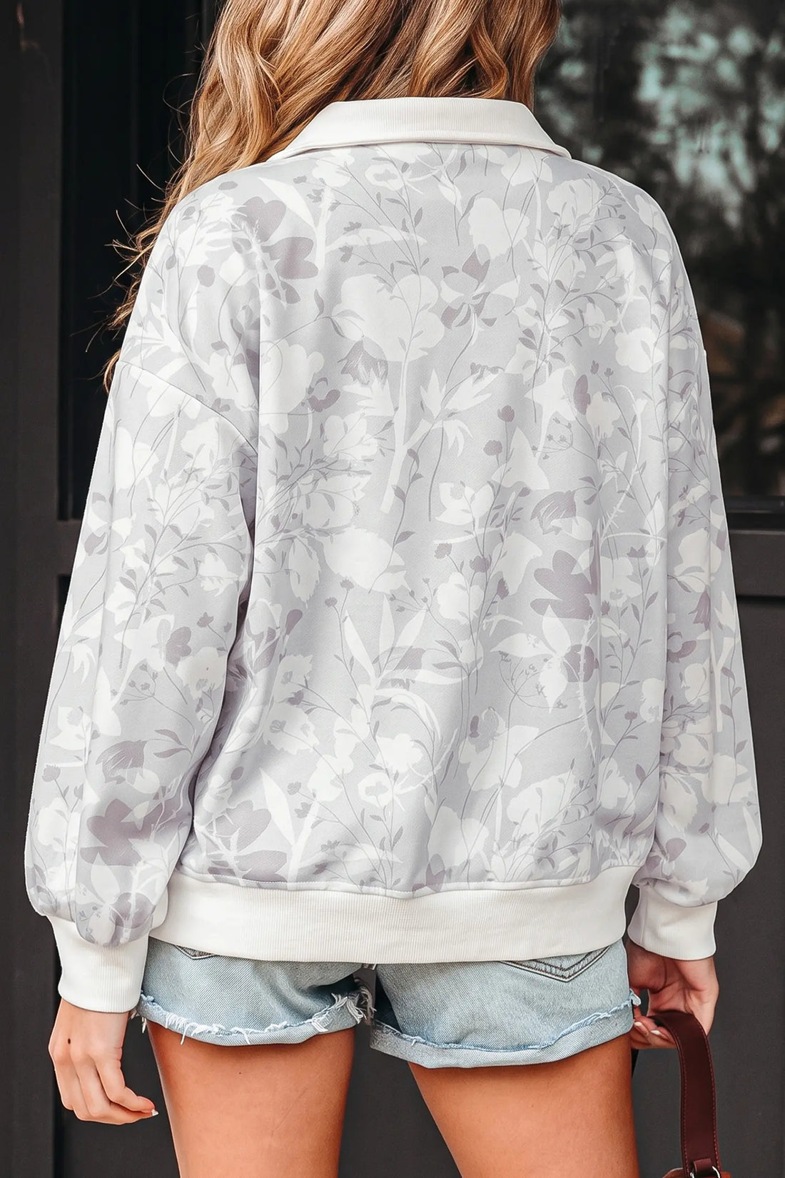 Quarter Zip Stand Neck Sweatshirt