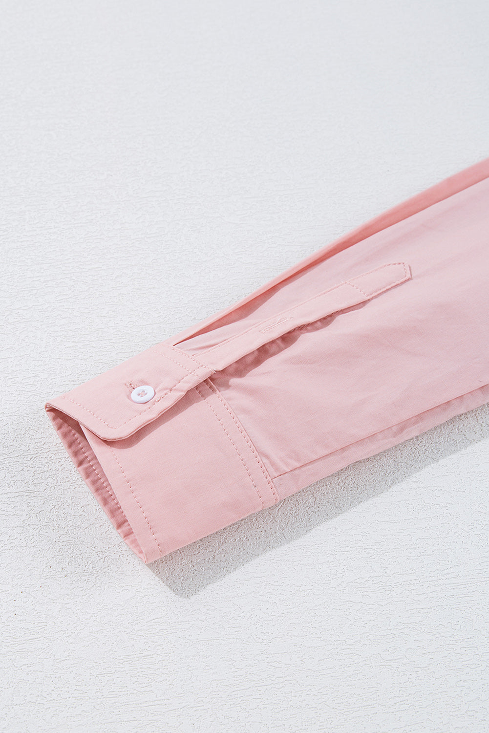 Light Pink Pleated Button-Up Loose Fit Casual Shirt Beagle Boutique Fashion Outlet