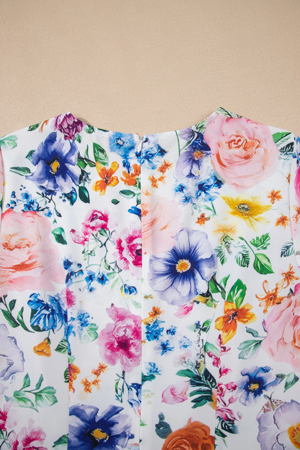 Sky Blue Vibrant Floral Print Cap Sleeve Mini Dress eAura