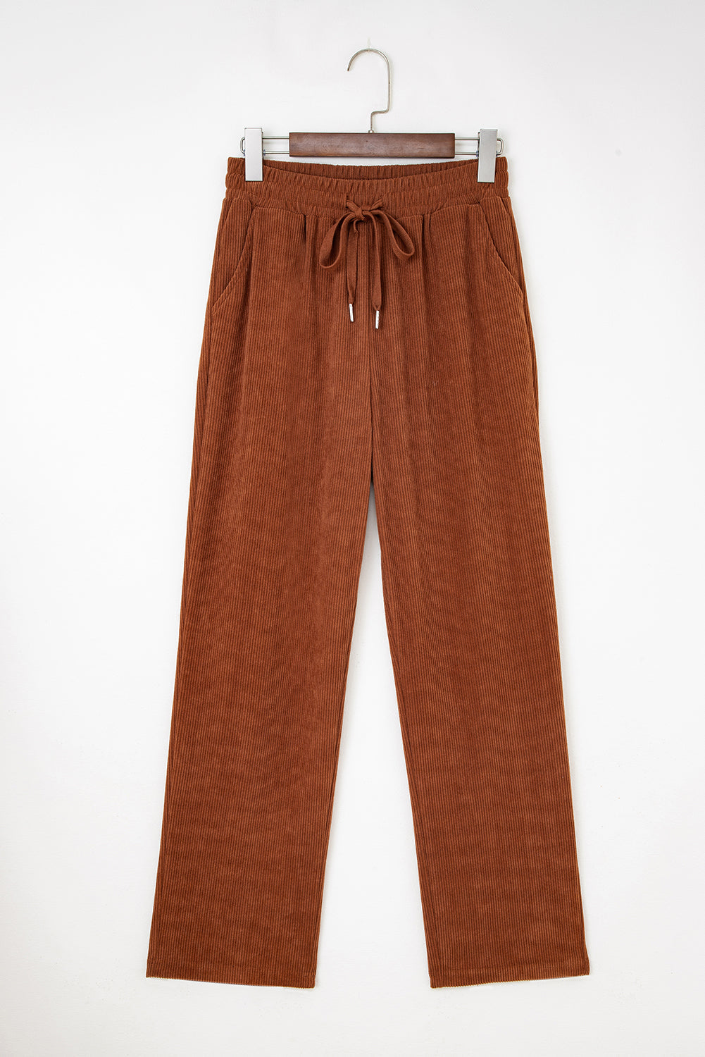 Drawstring Elastic Waist Casual Soft Corduroy Pants - eAura