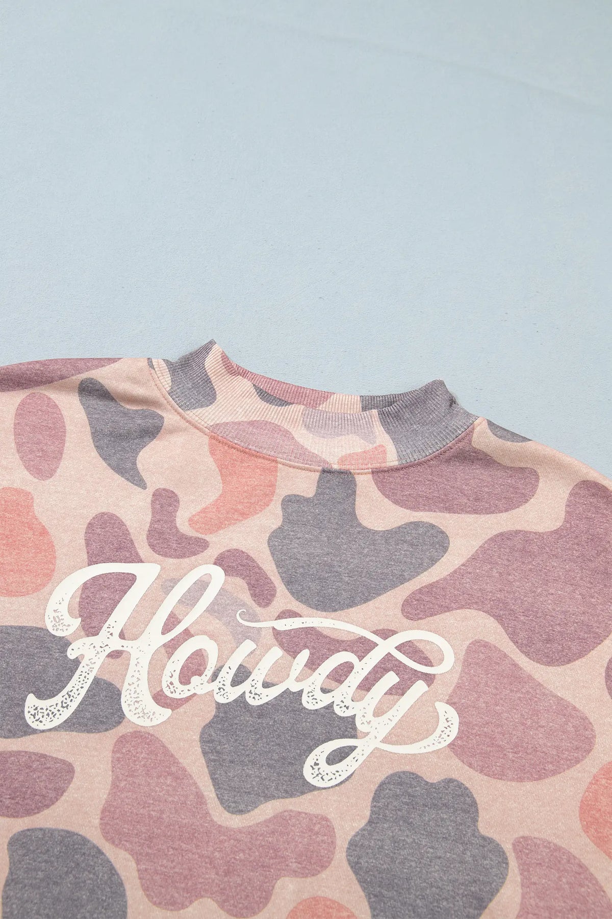 Camo Print Howdy Western Style Baggy Pullover Sweatshirt – Multicolour