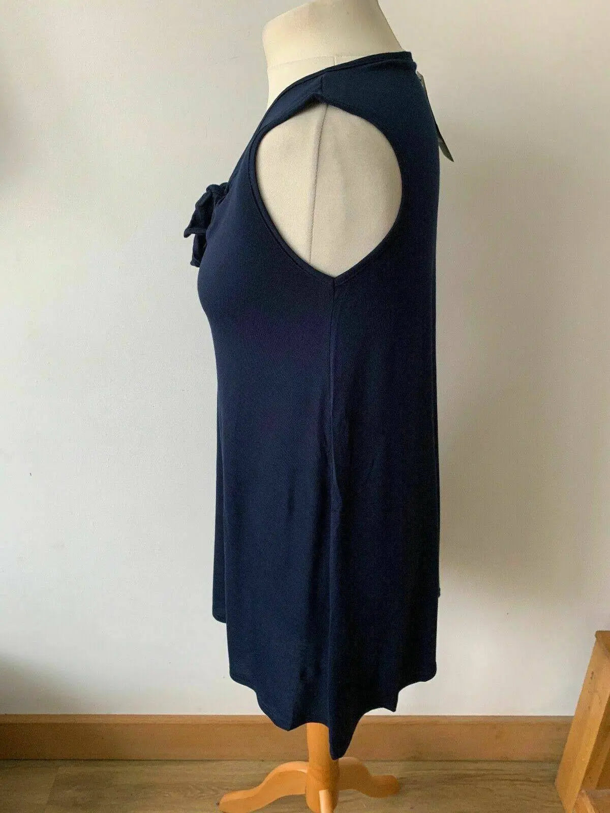 Be Jealous Navy Sleeveless Top Front Tie Knot Baggy Shift Size S / M - Beagle Boutique Fashion Outlet
