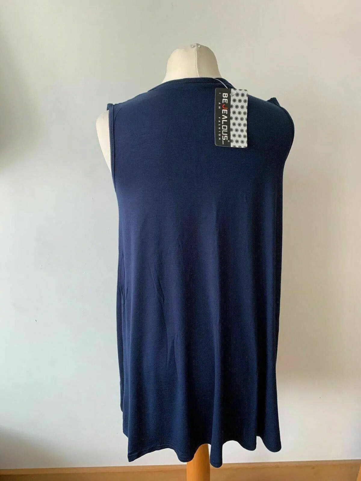 Be Jealous Navy Sleeveless Top Front Tie Knot Baggy Shift Size S / M - Beagle Boutique Fashion Outlet