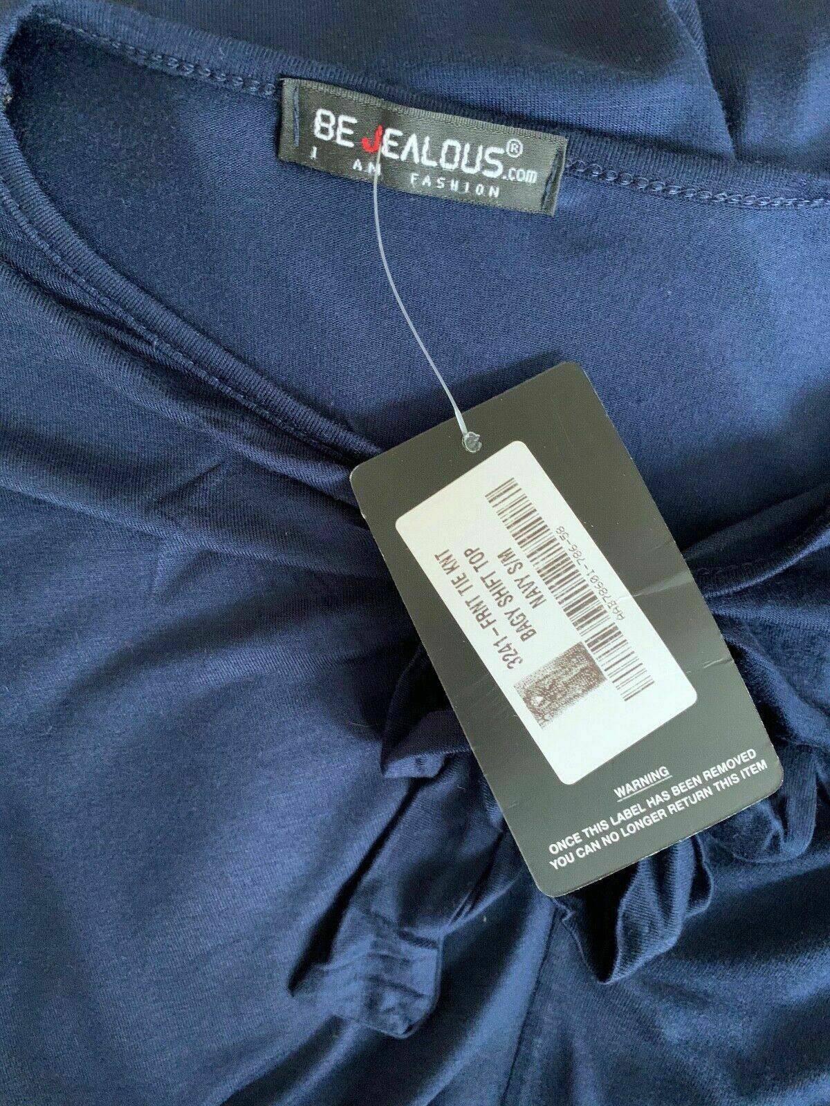 Be Jealous Navy Sleeveless Top Front Tie Knot Baggy Shift Size S / M - Beagle Boutique Fashion Outlet