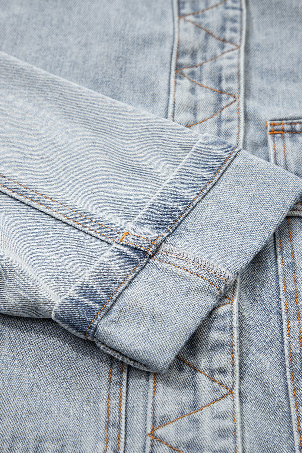 Blue Zip Up Washed Denim Jacket - eAura