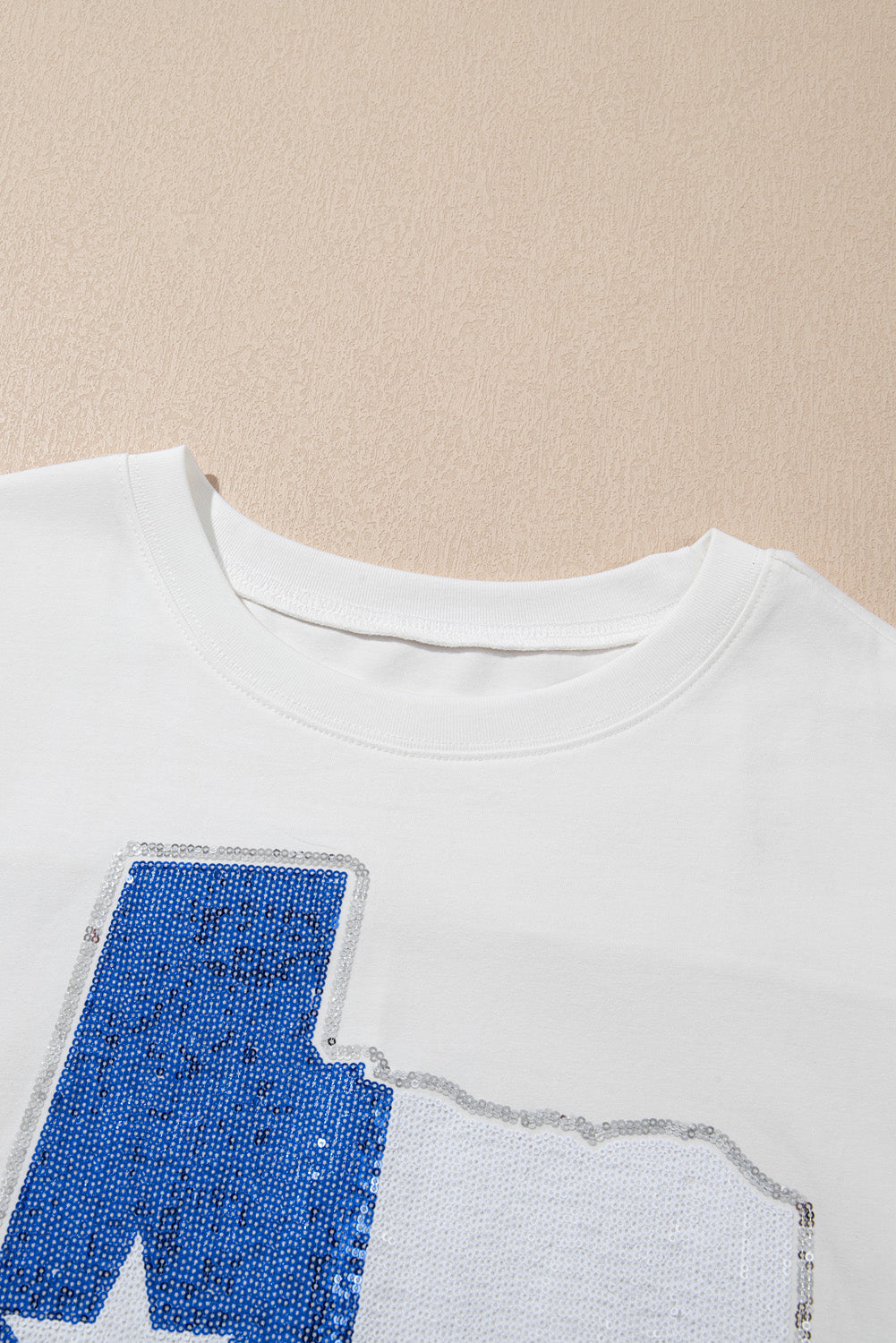 White Sequined Texas Graphic Plus Size T Shirt BB Fashion Outlet