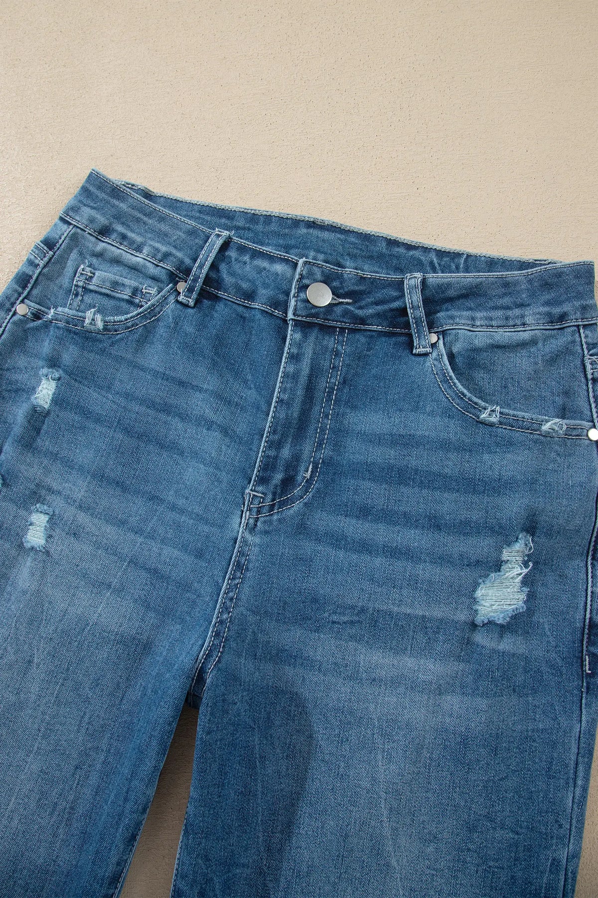 Ashleigh Blue High Waist Frayed Hem Flare Jeans – Dark Blue