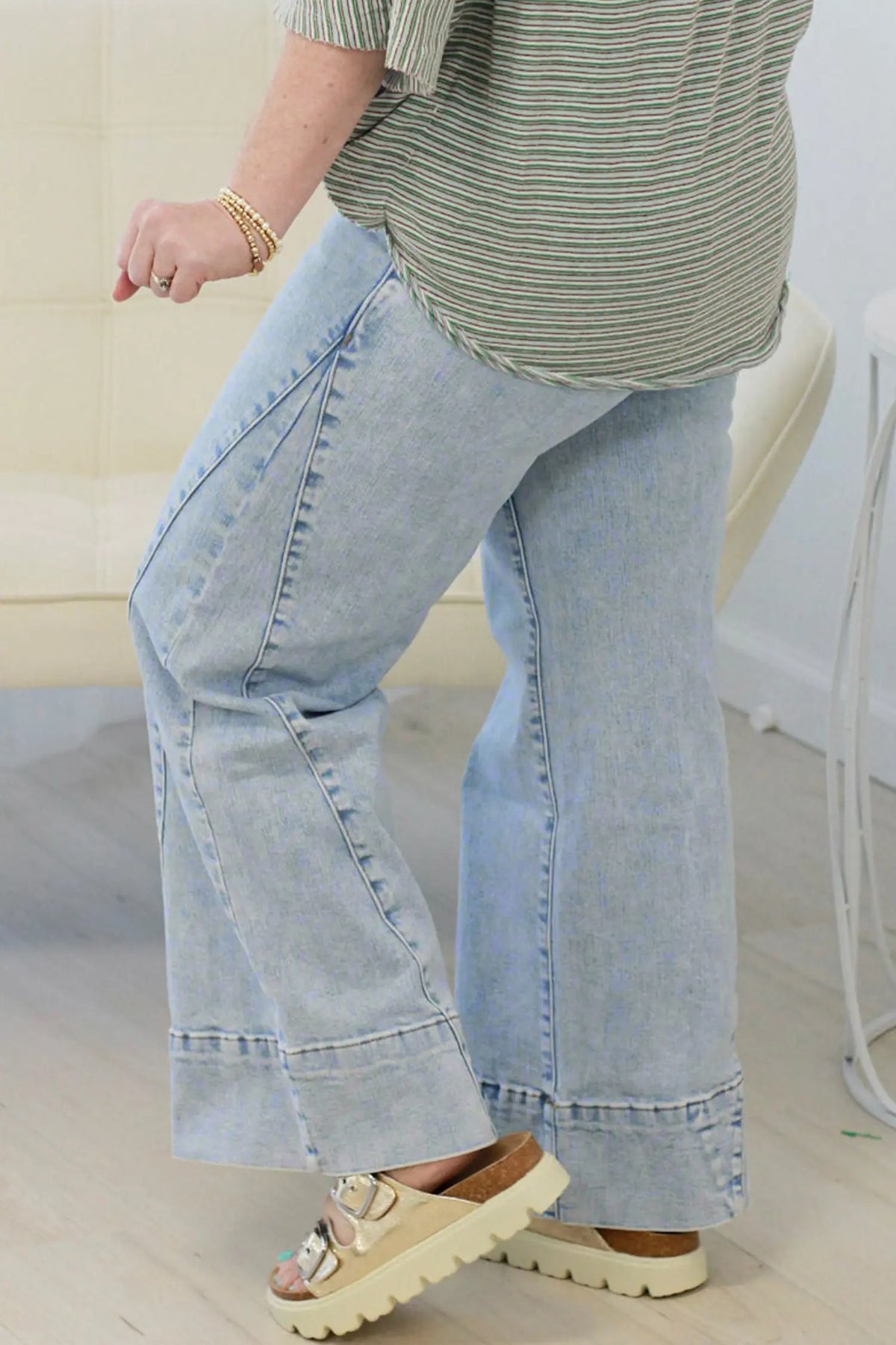 Beau Solid Paneling Loose Fit Plus Size Jeans – Blue