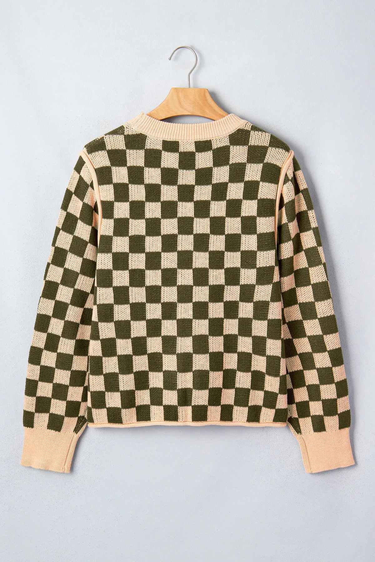 Drop Shoulder Plaid Knit Long Sleeve Sweater – Multicolour