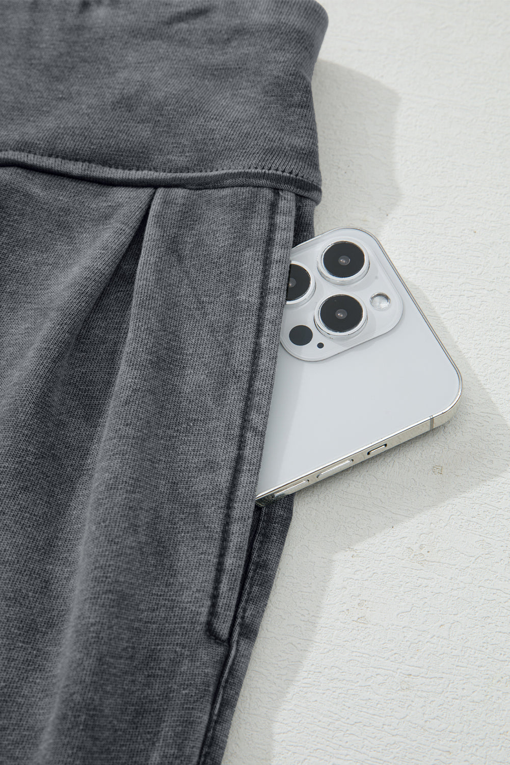 Mineral Wash Jogger Style High Waist Casual Pants - eAura