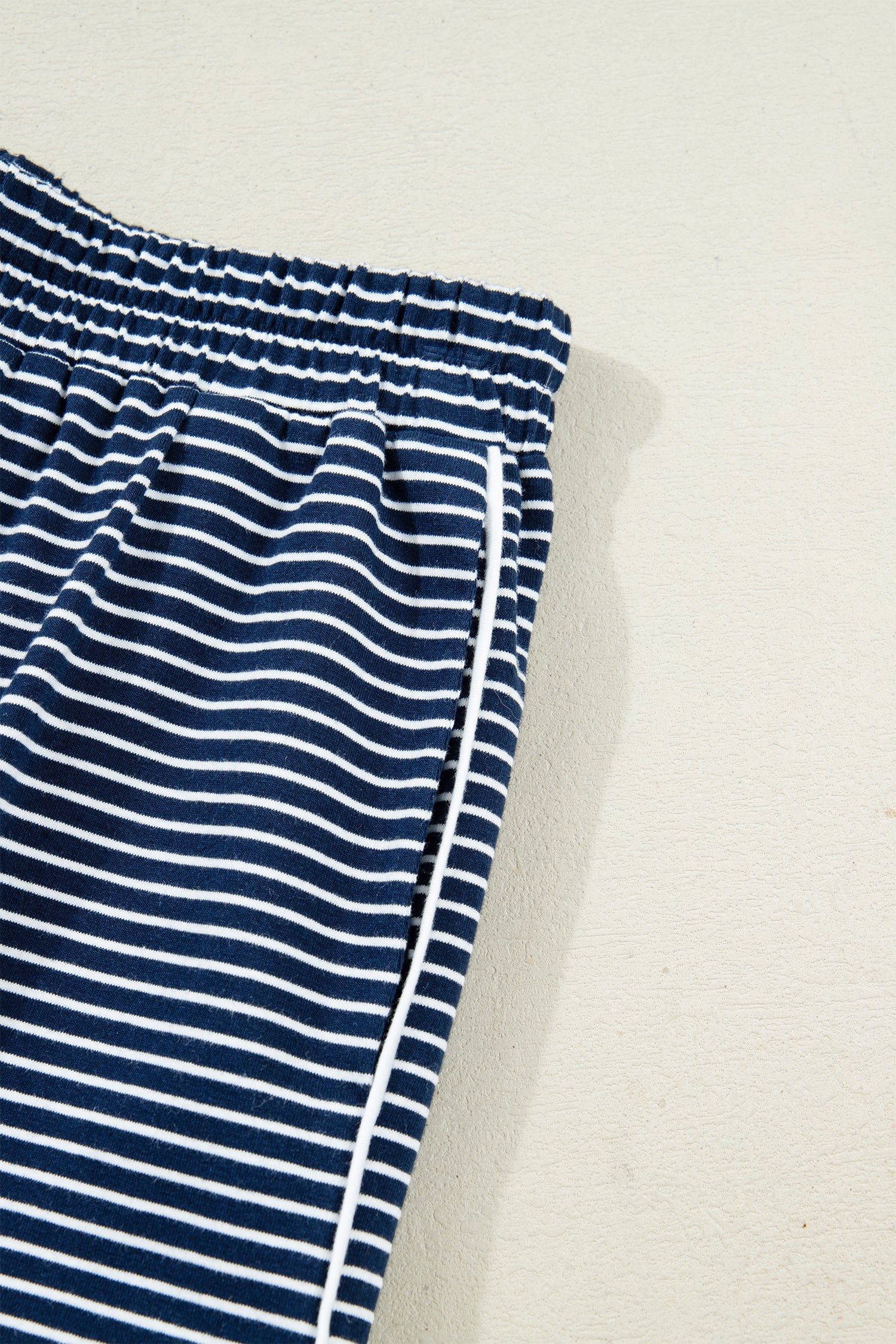 Stripe Drop Shoulder Long Sleeve Tee and Buttoned Shorts Pyjama Set - Loungewear & Sleepwear/Pyjama