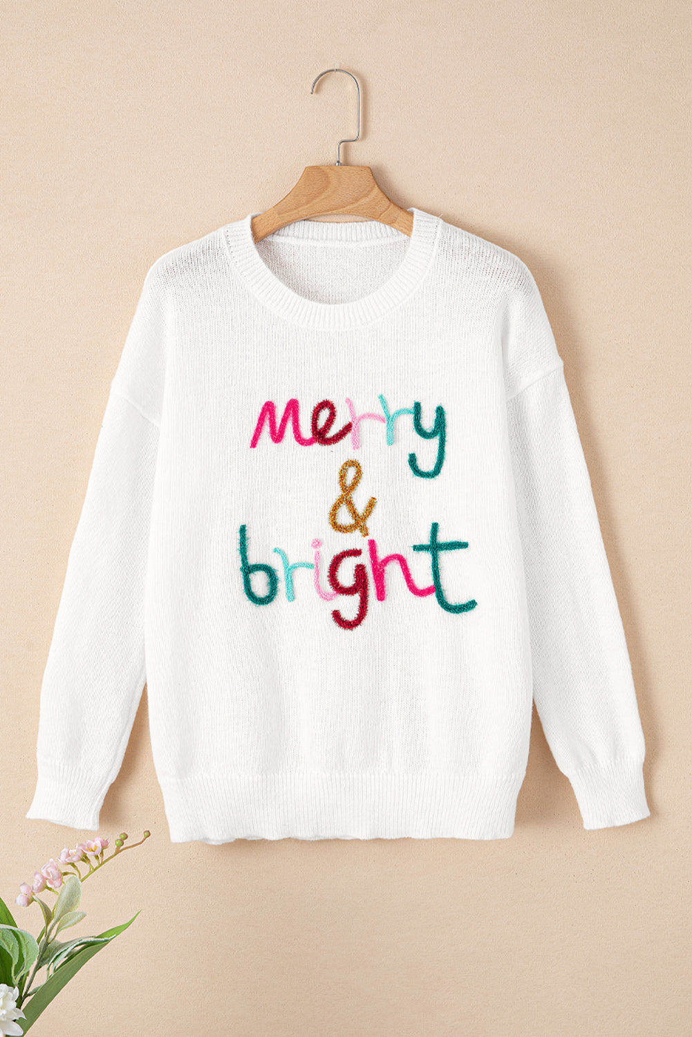 White XOXO Glitter Print Round Neck Casual Sweater eAura