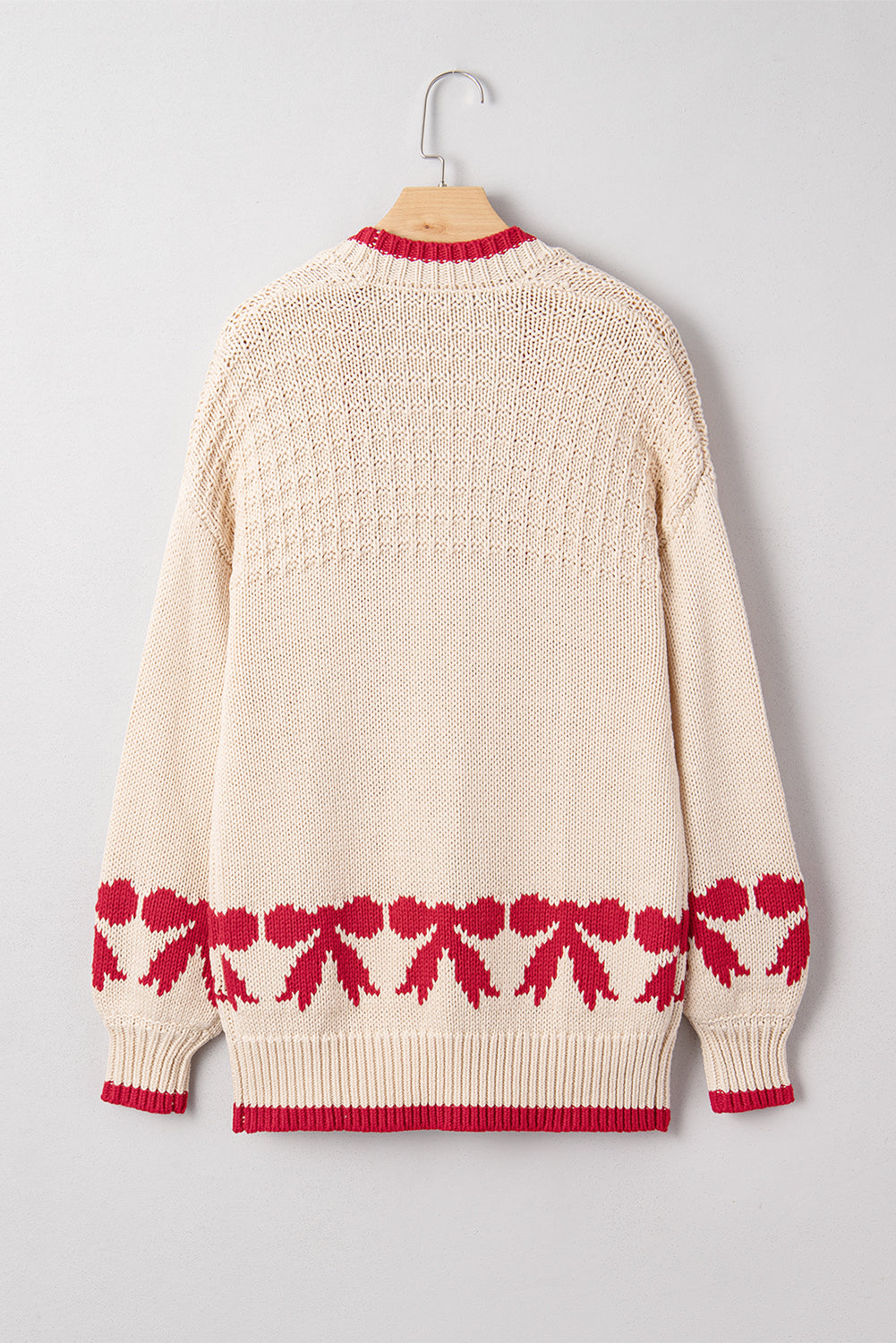 Bow Pattern Textured Open Front Baggy Cardigan Dear-Lover Dropshipping