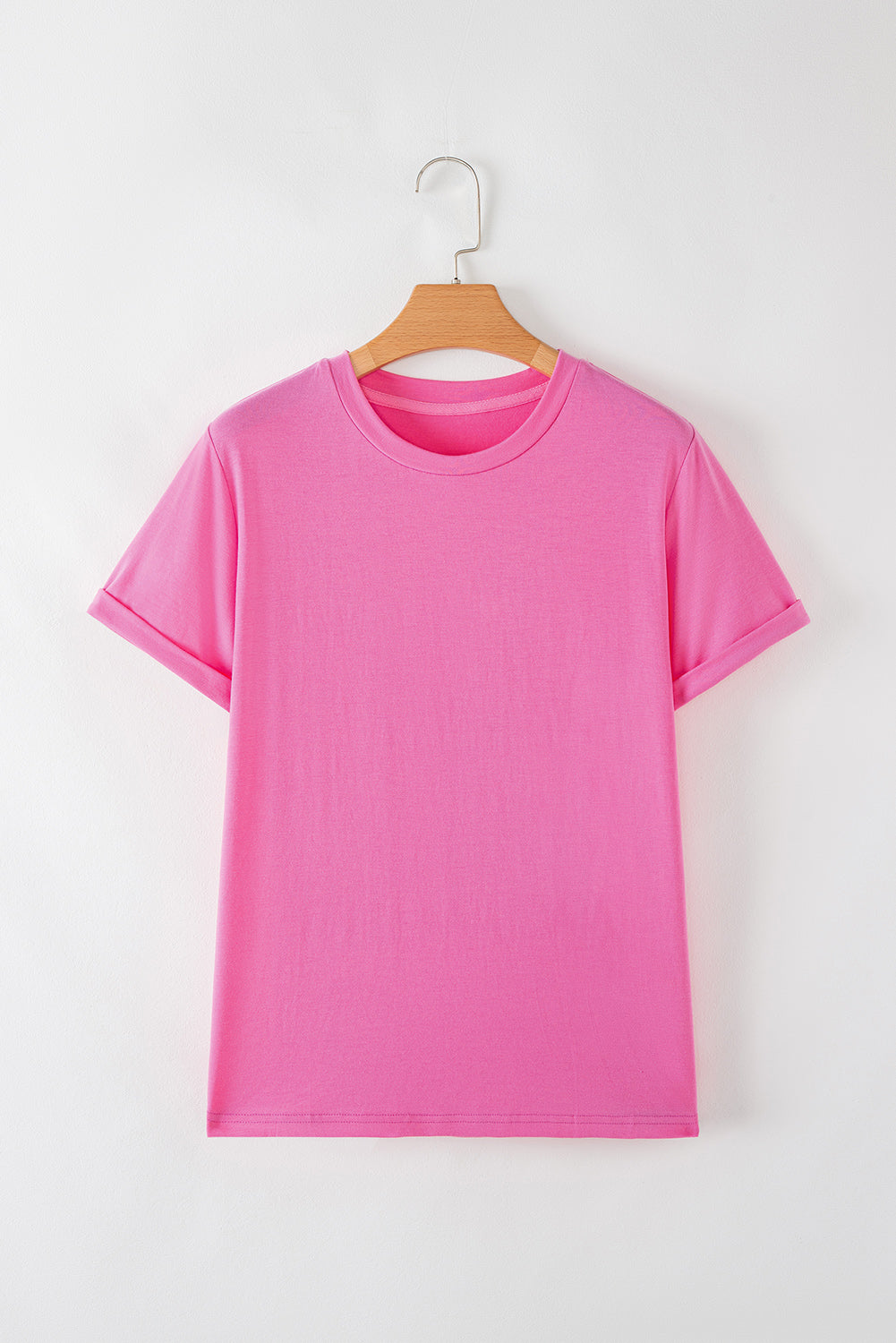 Bright Casual Plain Crew Neck Tee - eAura
