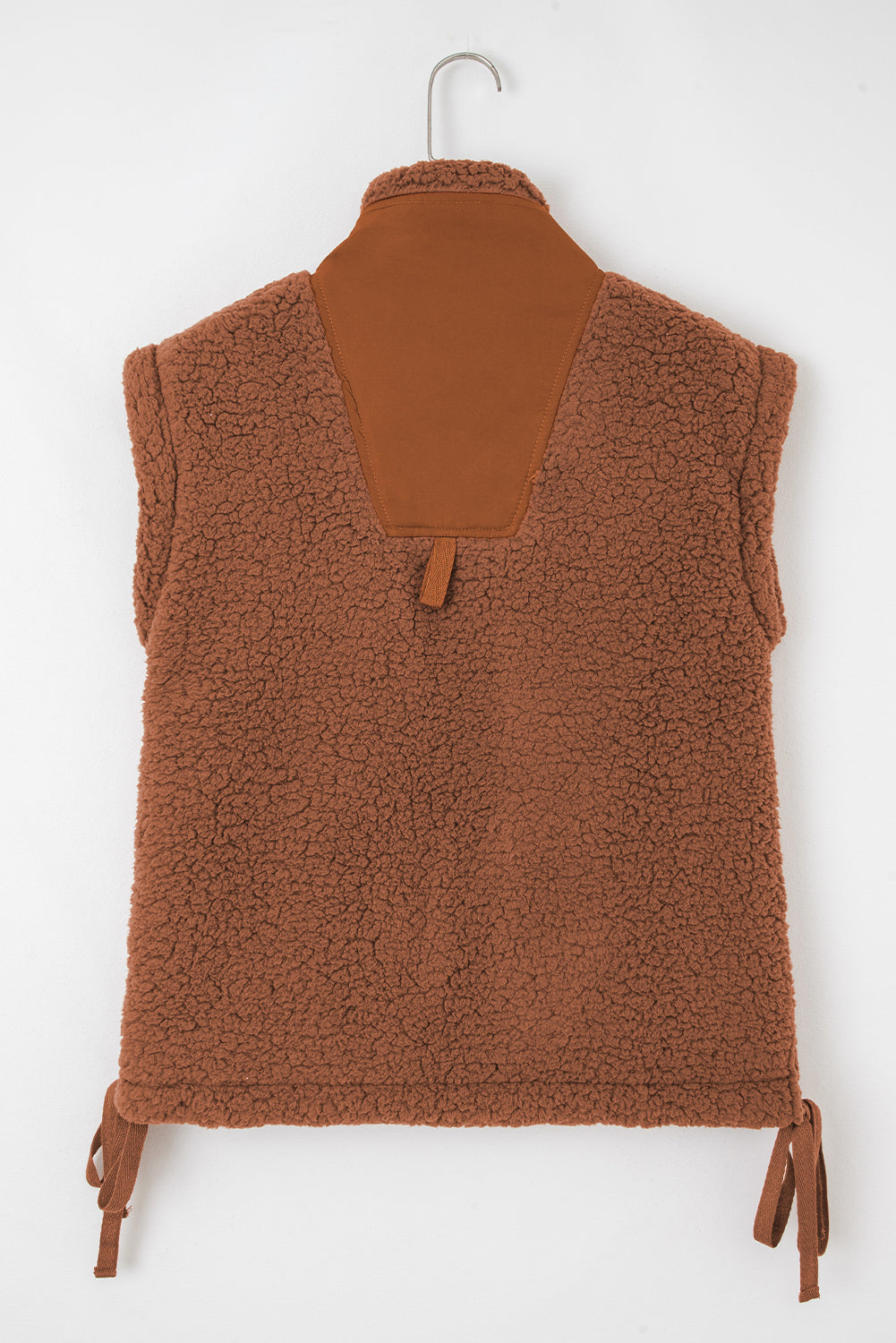 Faux Fur Snap Button Front Vest Vest with Pockets - eAura